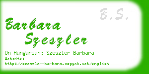 barbara szeszler business card